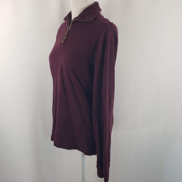 Polo Ralph Lauren Wine 1/4 Zip Collared V-Neck Elbow Patch Long Sleeve Sweater S - Picture 3 of 12